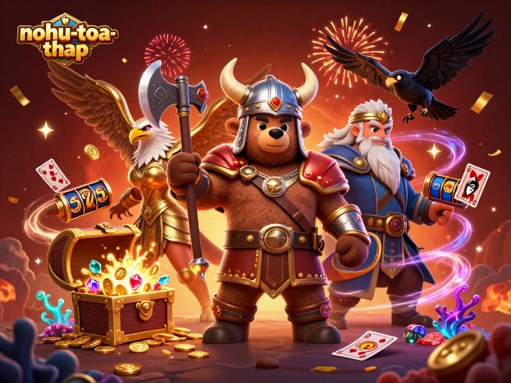 Play the exciting nohu-toa-thap game with immersive 3D graphics and vibrant casino elements.