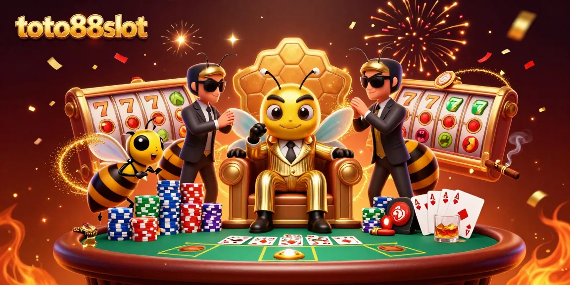 Experience excitement at toto88slot with a vibrant 3D casino scene, featuring colorful slot elements and engaging characters.
