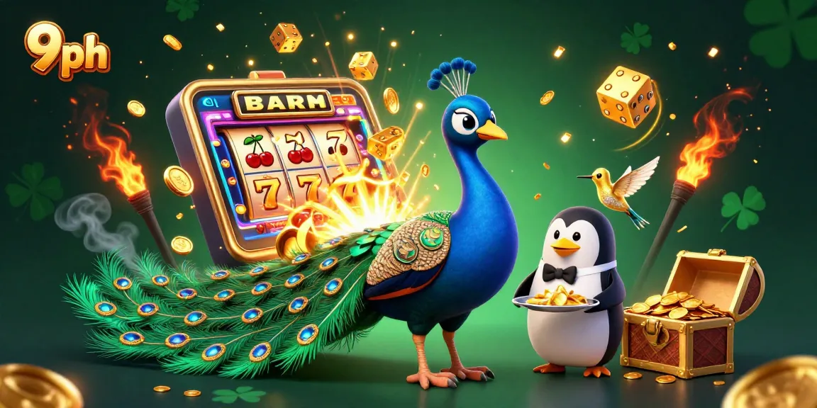 Win big with 9ph's exciting casino games in this vibrant illustration.