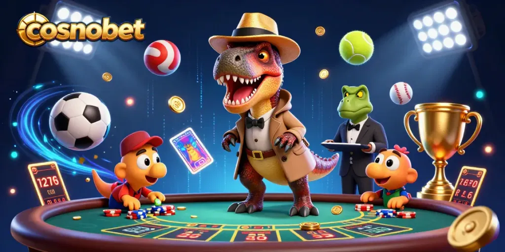 Experience exciting gameplay at cosmobet with lively 3D characters engaging in thrilling gambling actions.