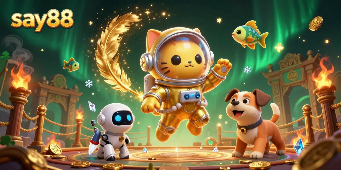 Experience thrilling games at say88 with a vibrant 3D casino illustration showcasing exciting elements.
