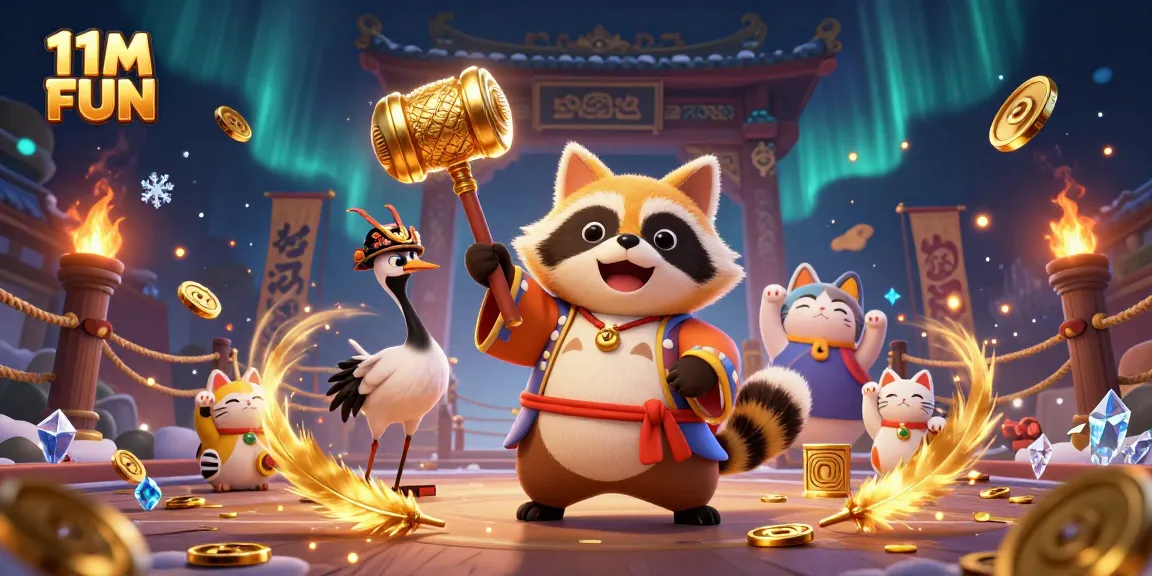 Experience 11M FUN with vibrant 3D scenes filled with gaming excitement and lucky symbols.