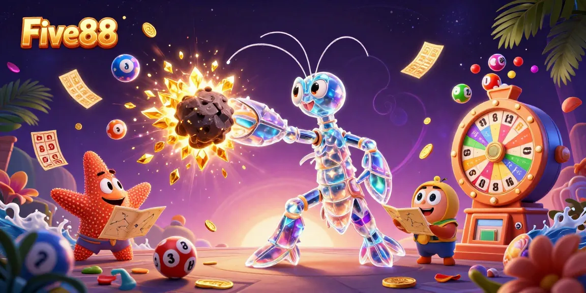 Experience Five88's captivating casino world with vibrant game elements and characters in action.