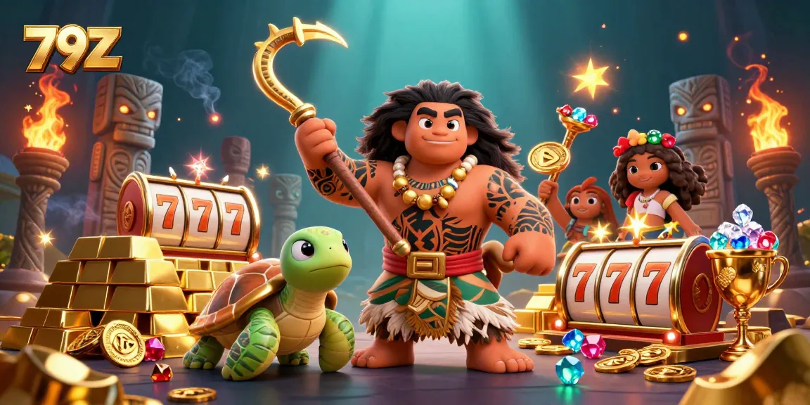 Experience winning moments with 79Z as gold and treasures surround a jackpotted scene of gaming excitement.