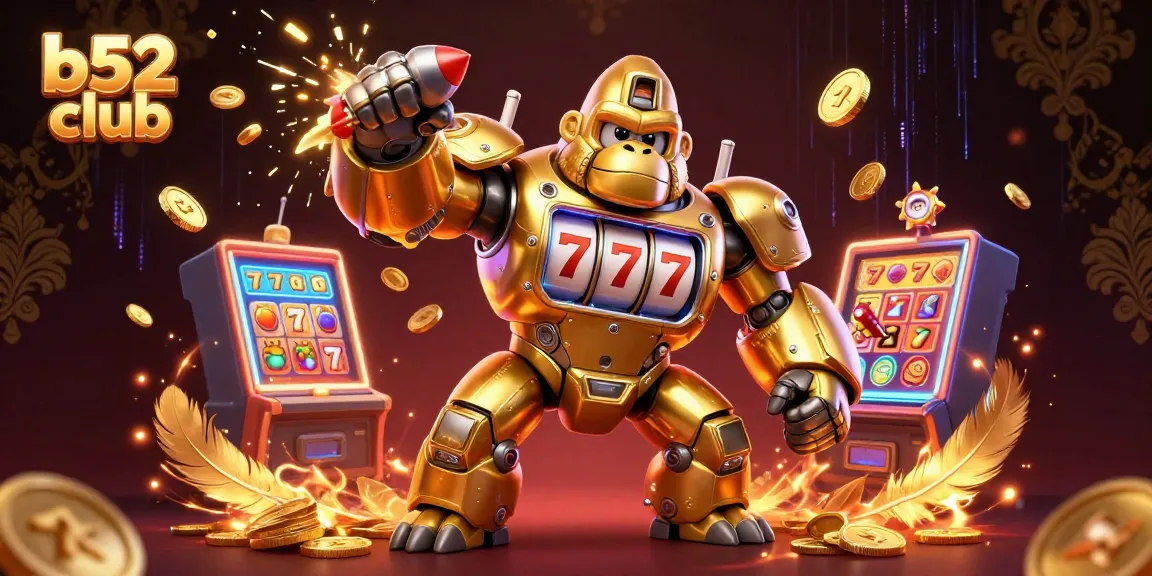 B52 club features a dynamic 3D gorilla mech surrounded by coins and slot machine elements for thrilling gameplay.
