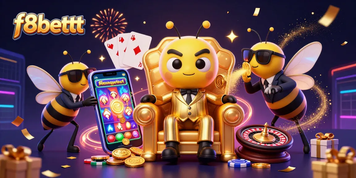 Experience thrilling wins at f8bettt with this vibrant 3D casino illustration showing games and excitement.