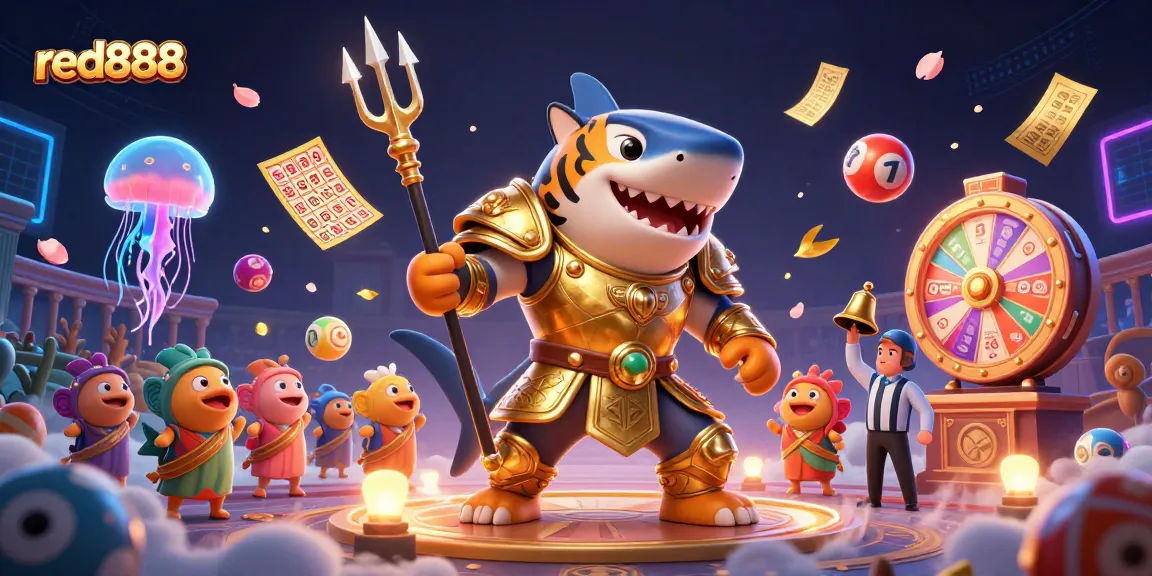 Engage with red888 in a vibrant underwater casino scene featuring dynamic lottery elements.