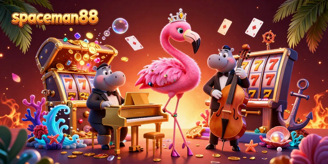 Engage with spaceman88 through dynamic casino gaming, showcasing a vibrant illustration with entertaining elements.